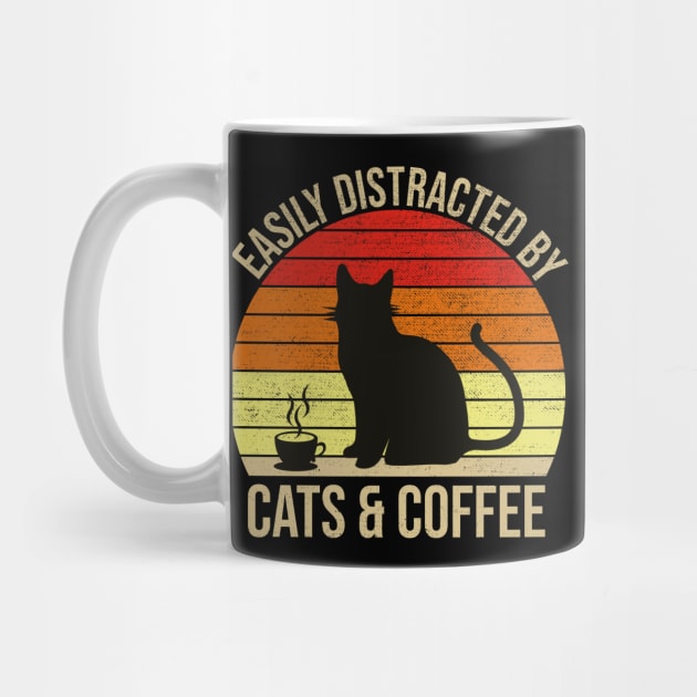 Easily Distracted By Cats And Coffee by DragonTees